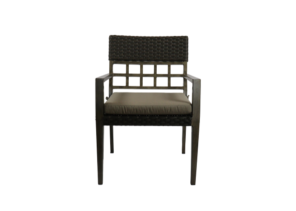 alfresco home cedarbrook aluminum wicker accents dining arm chair front