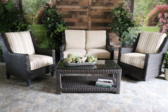 OCONEE 4 PIECE SEATING SET - Love Seat, Club Chair, Swivel Glider and Coffee Table