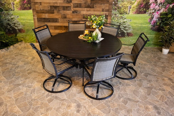 Patio dining with online swivel chairs