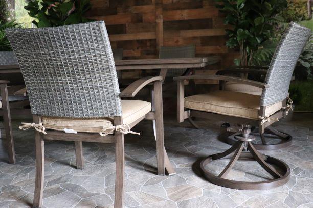 glenhaven home and garden sedona aluminum wicker patio dining outdoor swivel chair dining 
