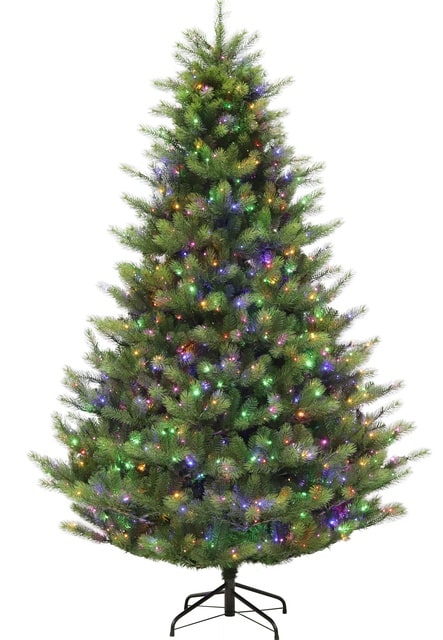 Lowell Fir Dual Lit 3MM LED Clear Multi Color Lights Multi Function Artificial Christmas Tree
