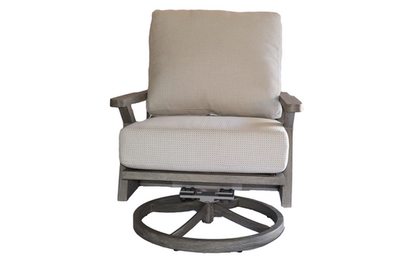 patio renaissance cabrillo aluminum seating patio outdoor swivel chair salvaged lumber front