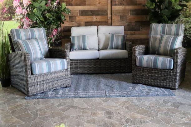patio renaissance eureka all weather pvc wicker outdoor seating love seat club chairs