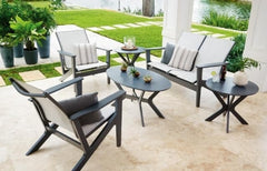 WEXLER SLING 4 PIECE SEATING SET - Chat Love Seat, 2 Chat Arm Chairs and Side Table