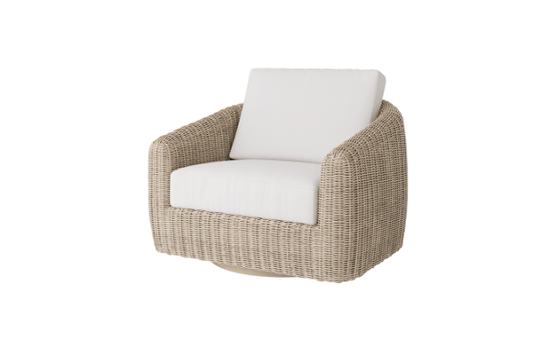 Ebel Boulevard all weather wicker outdoor patio seating swivel rocker in barley