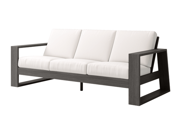 Ebel Novara Outdoor Patio Furniture Seating Aluminum Sofa Smoke Front Sunbrella Cushion