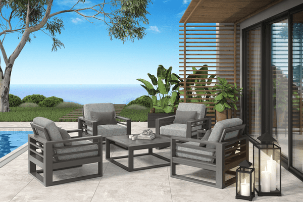 Palermo 3-Piece Outdoor Seating Set - Sofa, Club Chair, and Swivel ...