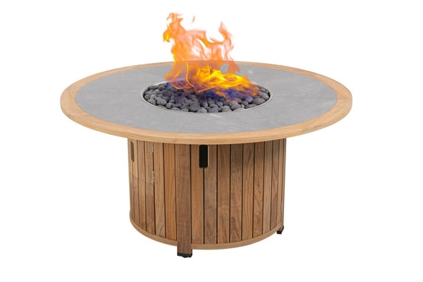 Windrift Outdoor Patio Furniture 44 inch round fire table with burner cover and tumbled lava rocks