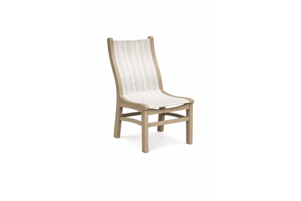 Casual Comfort Bayshore Dining Side Chair Weathered Birch Polymer with Gradient Cabana Mist Sling