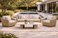 BOULEVARD 4 PIECE SEATING SET - XL Sofa, 2 Club Chairs and Coffee Table- Coal