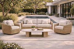 BOULEVARD 4 PIECE SEATING SET - XL Sofa, 2 Swivel Chairs and Coffee Table- Coal