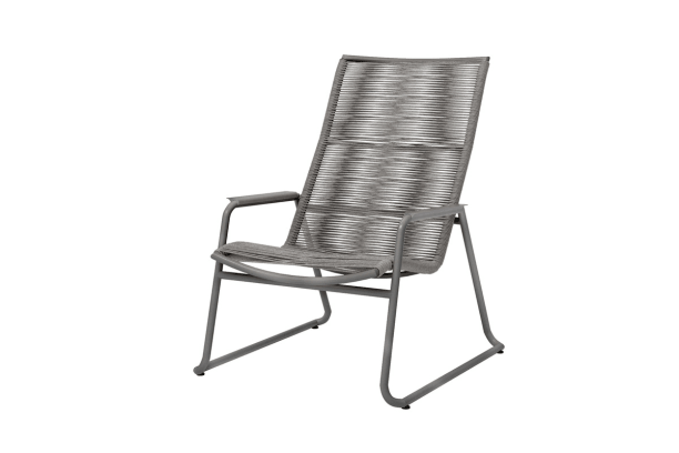 Ebel Cabana Aluminum Eco-Weave Cushionless Outdoor Furniture High Back Club Chair Fog and Graphite Finish