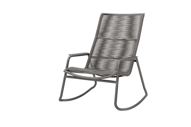 Ebel Cabana Aluminum Eco-Weave Cushionless Outdoor Patio Seating Rocker Fog and Graphite Finish