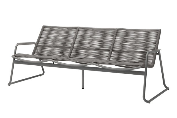 Ebel Cabana Aluminum Eco-Weave Cushionless Outdoor Patio Seating Sofa Fog and Graphite Finish