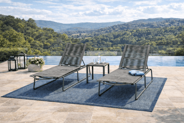 Ebel Cabana Poolside Chaise Lounge Chairs Aluminum with Eco Weave 3-piece set