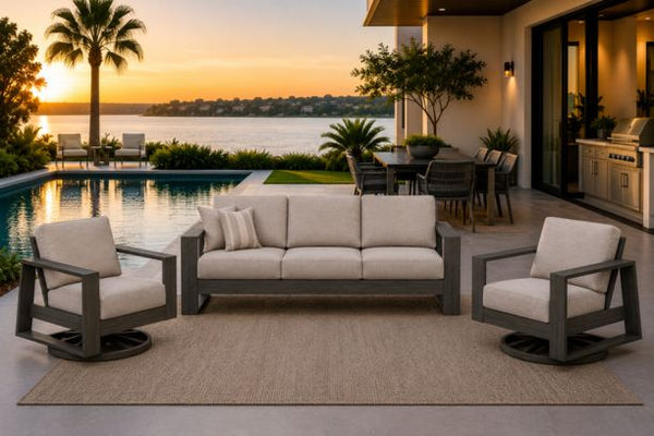 Ebel Novara Aluminum Outdoor Patio Furniture Sofa with Two Swivel Rockers