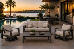 NOVARA 4 PIECE SEATING SET - Love Seat, Club Chair, Swivel Chair and Coffee Table - Smoke