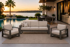 NOVARA 3 PIECE SEATING SET - Sofa and 2 Club Chairs - Flax
