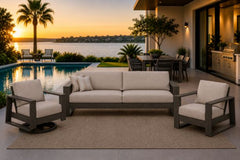 NOVARA 3 PIECE SEATING SET - XL Sofa, Club Chair and Swivel Chair - Flax