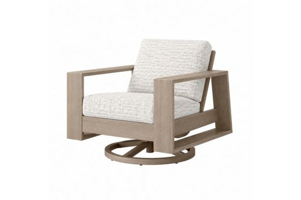 Ebel Novara Outdoor Aluminum Patio Seating Swivel Rocker in Flax Finish