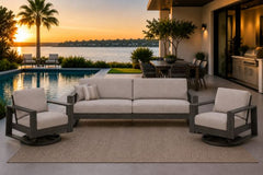 NOVARA 3 PIECE SEATING SET - XL Sofa and 2 Swivel Chairs - Smoke