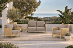 ORLEANS 3 PIECE SEATING SET - Love Seat and 2 Club Chairs - Barley/Flax