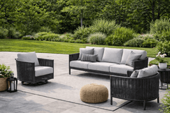 ORLEANS 3 PIECE SEATING SET - Sofa, Club Chair and Swivel Club Chair - Coal/Smoke