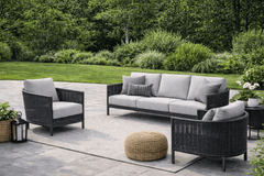 ORLEANS 3 PIECE SEATING SET - Sofa and 2 Club Chairs - Coal/Smoke