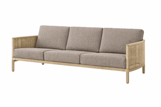 Ebel Orleans Sofa Eco Weave Wicker Barley and Flax with Marvel Mushroom Cushion