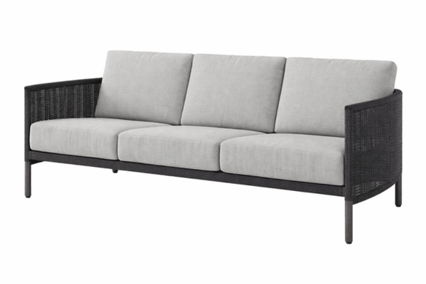 Ebel Orleans Sofa Eco Weave Wicker Coal and Smoke with Liller Pewter Cushion