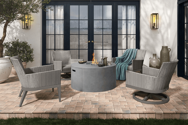 Ebel Siena Outdoor Patio Furniture Seating Aluminum All Weather Wicker Chat Set Club Chair Swivel Coffee Table Fog Smoke