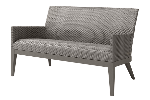 Ebel Siena Outdoor Patio Furniture Seating Aluminum All Weather Wicker Loveseat Front Fog Smoke