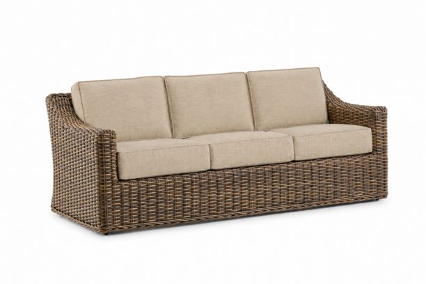 Erwin and Sons Miramar All Weather Wicker Outdoor Patio Furniture Sofa with Sunbrella Cushions