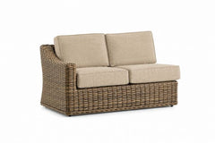Erwin and Sons Miramar All Weather Wicker Outdoor Patio Sectional Seating Left Arm Loveseat with Sunbrella Cushions