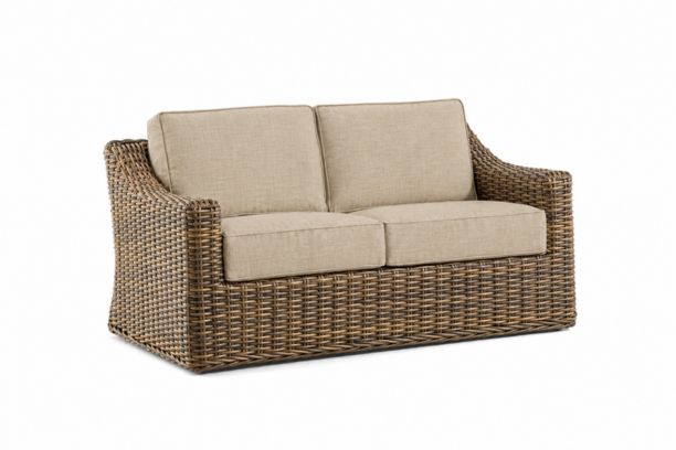 Erwin and Sons Miramar All Weather Wicker Patio Seating Loveseat with Sunbrella Cushions