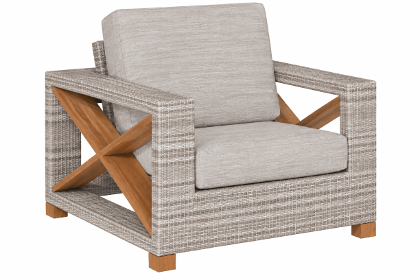 Kingsley Bate Jupiter Teak and All Weather Wicker Outdoor patio Seating Club Lounge Chair with fog grade a cushions