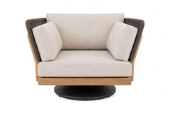 Kona Outdoor Patio Seating Teak Swivel Rocker with Anthracite Rope Accent and Fossil Gray Cushion