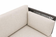 Kona Outdoor Patio Seating Teak with Anthracite Rope Accent and Fossil Gray Cushion Detail