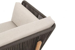 Kona Outdoor Patio Seating Teak with Anthracite Rope Accents and Fossil Gray Cushion Detail