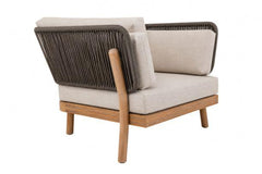 Kona Outdoor Teak Patio Seating Club Chair with Rope Accents in Anthracite and Fossil Gray Cushion