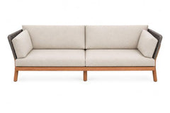 Kona Outdoor Teak Patio Seating Sofa with Anthracite Rope Accents and Fossil Gray Cushion