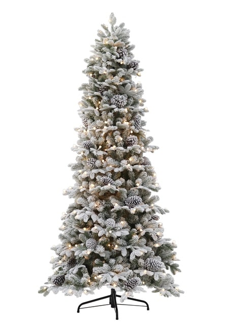 Acadia Pine 7.5ft. LED Clear Lights Flocked Branches Pine Cones Artificial Christmas Tree
