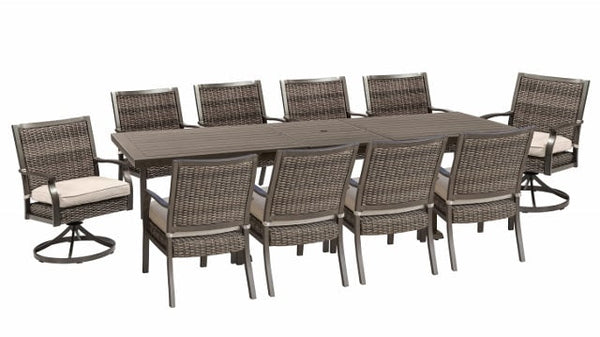 Agio Trenton Aluminum Outdoor Extension Dining Table Wicker Chairs Tahoe