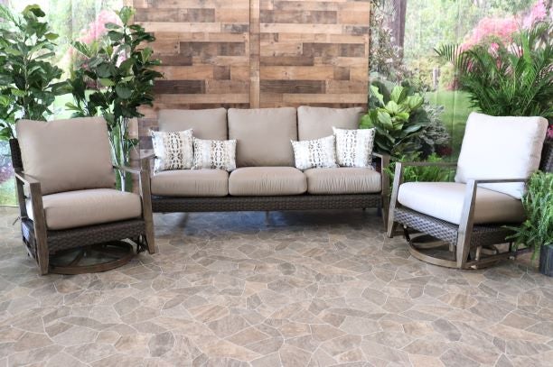alfresco home cedarbrook aluminum wicker accents outdoor seating sofa swivel chairs 