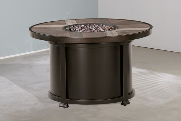 Apricity By Agio Omaha Chatham Aluminum Porcelain Gas Fire Pit Round 42 Outdoor Patio Heat