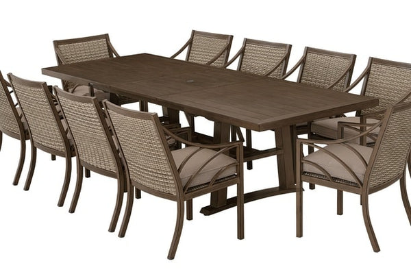 Apricity By Agio Potomac Aluminum All Weather Wicker Accents Patio Outdoor Dining Table Extension 10 Chairs