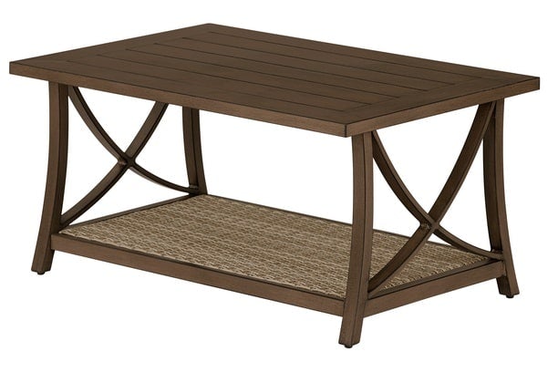 Apricity By Agio Potomac Aluminum PVC Wicker Resysta Outdoor Patio Seating Coffee Table
