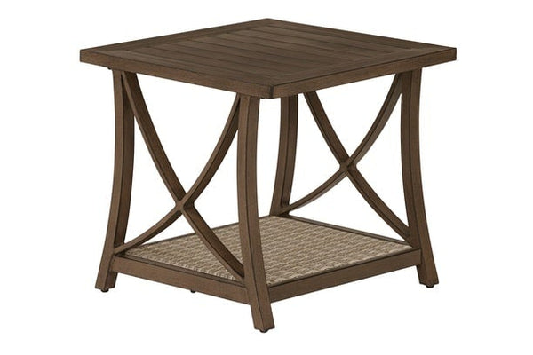 Apricity By Agio Potomac Aluminum PVC Wicker Resysta Outdoor Patio Seating End Table