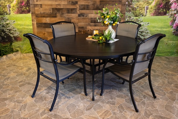 Vienna 5 Piece Outdoor Dining Set - 66" Round Stone Harbor Dining