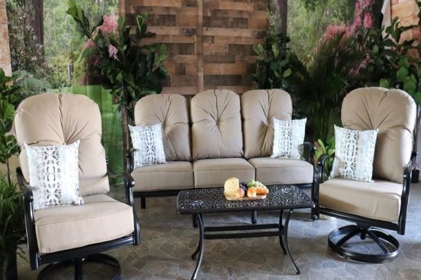 dwl lillian aluminum lynnwood seating outdoor patio sofa swivel rockers coffee table sunbrella cushions